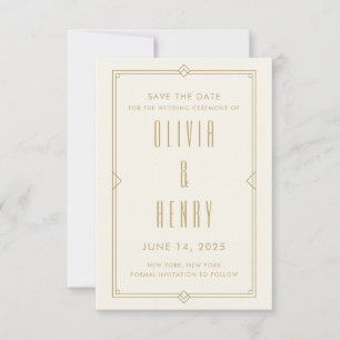 Art Deco Save The Date Karte
