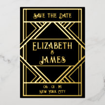Art Deco Save-the-Date-Karte