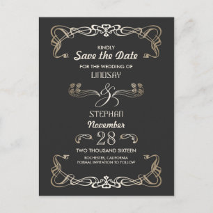 Art Deco Save the Date Vintag Ankündigungspostkarte