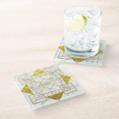 Art Deco Save the Date Weißer Marmor Glasuntersetzer (Schrägansicht)