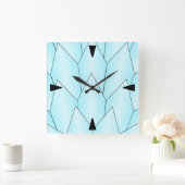 Art Deco Scales Design Blue Square Wall Clock Quadratische Wanduhr (Zuhause)