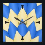 Art Deco Scales Design Deep Blue Yellow Quadratische Wanduhr<br><div class="desc">Wall clock art deco design that you can customise with any text of your choice. Should you require any help with customising then contact us through the link on this page. Art deco clock.</div>