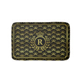 Art Deco Scallop Gold Black Laurel Wreath Crown Badematte (Vorderseite)