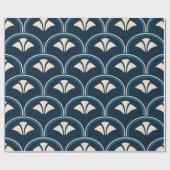 Art Deco Scallop in Navy Blue und Creme Geschenkpapier (Flach)