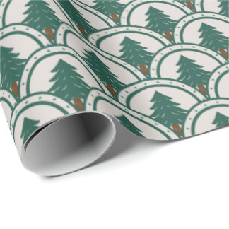 Art Deco Scalloping Evergreen Muster Geschenkpapier