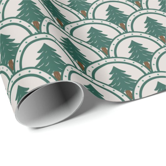 Art Deco Scalloping Evergreen Muster Geschenkpapier (Rolleneckpunkt)