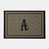 Art Deco Scallops Black Tan Custom Monogram Design Fußmatte (Vorderseite)