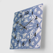 ART DECO SCANDINAVIA BLAU by Slipperywindow Quadratische Wanduhr (Winkel)