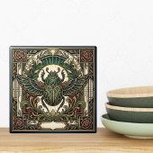 Art Deco Scarab Beetle Green Gold Floral Ceramic  Fliese