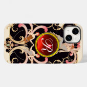 ART DECO SCHAUTY FASHION RED RUBY GEMSTONE MONOGRA Case-Mate iPhone HÜLLE (Rückseite (Horizontal))