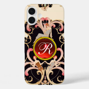 ART DECO SCHAUTY FASHION RED RUBY GEMSTONE MONOGRA iPhone 16 PLUS HÜLLE