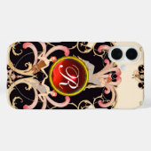 ART DECO SCHAUTY FASHION RED RUBY GEMSTONE MONOGRA Case-Mate iPhone HÜLLE (Rückseite (Horizontal))