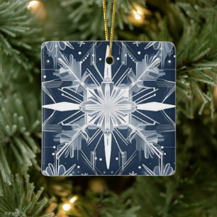 Art Deco Schneeflocken-Ornament Keramikornament