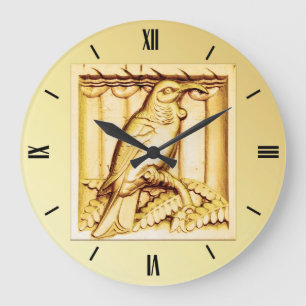 Art Deco Schnitzel Falken - Gold Große Wanduhr