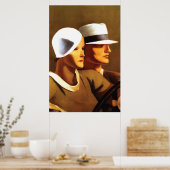 Art Deco Schöne Couple Driving Poster (Küche)