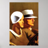 Art Deco Schöne Couple Driving Poster (Vorne)