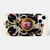 ART DECO SCHÖNHEIT FASHION PINK GEMSTONE MONOGRAMM Case-Mate iPhone HÜLLE (Rückseite (Horizontal))