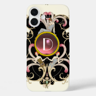 ART DECO SCHÖNHEIT FASHION PINK GEMSTONE MONOGRAMM iPhone 16 PLUS HÜLLE