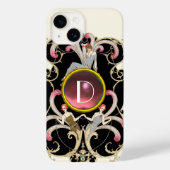 ART DECO SCHÖNHEIT FASHION PINK GEMSTONE MONOGRAMM Case-Mate iPhone HÜLLE (Rückseite)