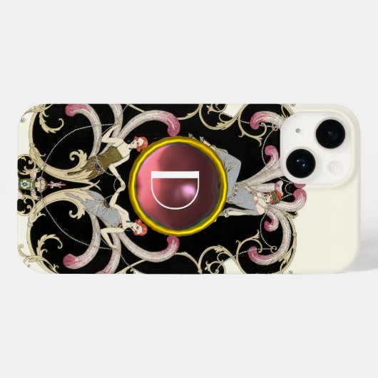 ART DECO SCHÖNHEIT FASHION PINK GEMSTONE MONOGRAMM Case-Mate iPhone HÜLLE (Rückseite (Horizontal))