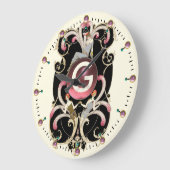 ART DECO SCHÖNHEIT FASHION PINK GEMSTONE MONOGRAMM GROßE WANDUHR (Winkel)