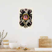 ART DECO SCHÖNHEIT FASHION PINK GEMSTONE MONOGRAMM POSTER (Küche)
