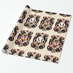 ART DECO SCHÖNHEIT MODE KOSTÜM DESIGNER MONOGRAMM GESCHENKPAPIER