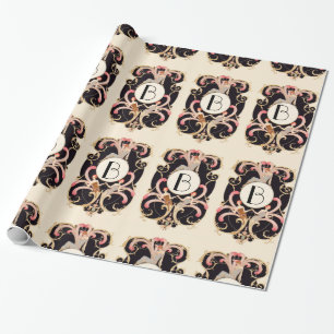 ART DECO SCHÖNHEIT MODE KOSTÜMDESIGNER MONOGRAMM GESCHENKPAPIER