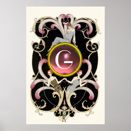 ART DECO SCHÖNHEIT MODE PINKER EDMELSTEIN MONOGRAM POSTER (Vorne)