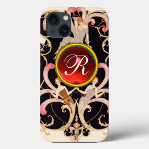ART DECO SCHÖNHEIT MODE ROTER RUBIN-EDELSTEIN MONO iPhone HÜLLE