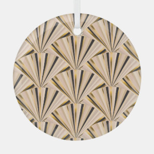Art Deco-Schuppen: Geometrischer goldener Glamour Ornament Aus Glas