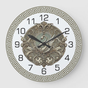 Art Deco Schwan Große Wanduhr