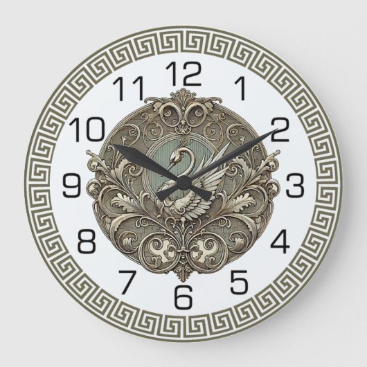Art Deco Schwan Große Wanduhr (Vorderseite)