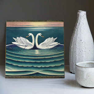 Art Deco Schwan Wanddekoration Art Nouveau Schwan  Fliese