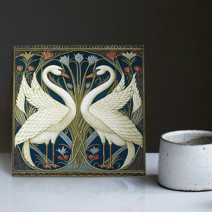 Art Deco Schwäne Wanddekoration Art Nouveau Schwan Fliese