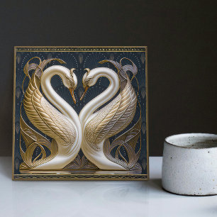 Art Deco Schwäne Wanddekoration Art Nouveau Schwan Fliese
