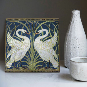 Art Deco Schwäne Wanddekoration Art Nouveau Schwan Fliese