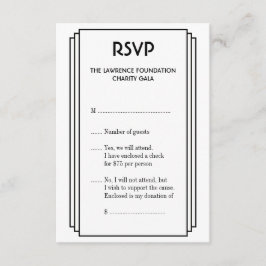 Art Deco Schwarz gestapelte Rahmen Gold UAWG Respo RSVP Karte