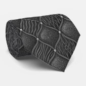 Art Deco Schwarz Glamour-Muster Krawatte (Gerollt)
