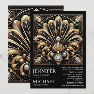 Art Deco Schwarz & Gold Diamant Hochzeitseinladung Einladung