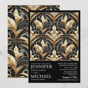 Art Deco Schwarz & Gold Diamant Hochzeitseinladung Einladung