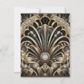Art Deco Schwarz & Gold Diamant RSVP Karten (Rückseite)