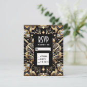 Art Deco Schwarz & Gold Diamant RSVP Karten (Stehend Vorderseite)