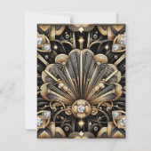 Art Deco Schwarz & Gold Diamant RSVP Karten (Rückseite)