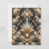 Art Deco Schwarz & Gold Diamant RSVP Karten (Rückseite)