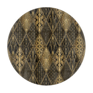 Art Deco Schwarz Gold Eleganz Schneidebrett