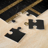 Art Deco Schwarz Gold Federn Puzzle (Seite)