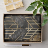 Art Deco Schwarz Gold Federn Seidenpapier (Geschenk)