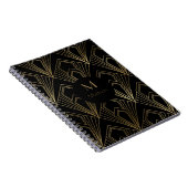 Art Deco Schwarz-Gold Geometrisches Muster Notizblock (Rechte Seite)
