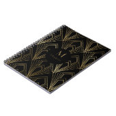Art Deco Schwarz-Gold Geometrisches Muster Notizblock (Linke Seite)